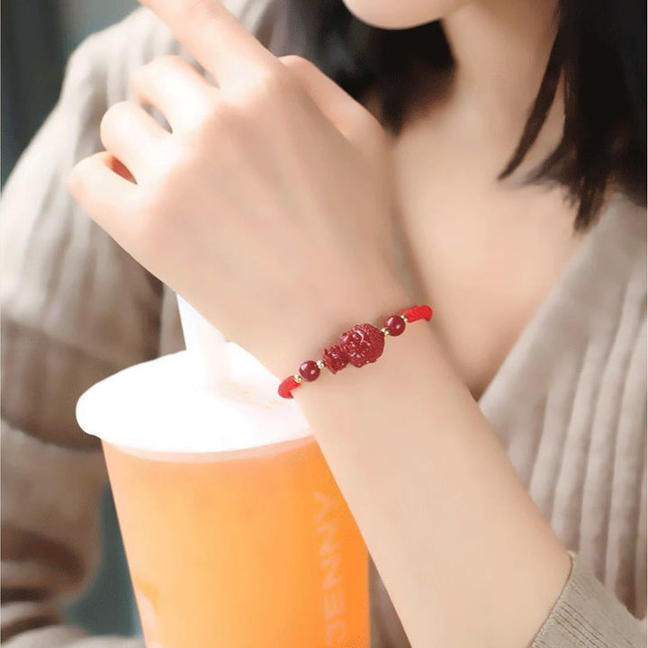 Buddha Stones Chinese Zodiac Natal Buddha Cinnabar Amulet Blessing String Bracelet - image 17