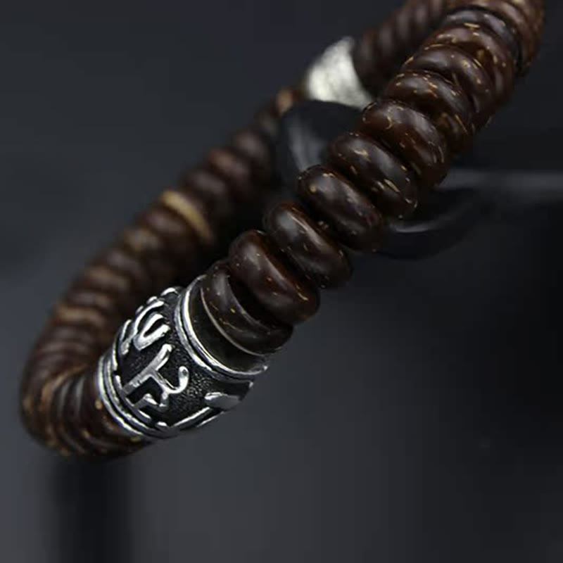 Buddha Stones Natural Tibetan Coconut Shell Om Mani Padme Hum Positive Bracelet - image 13