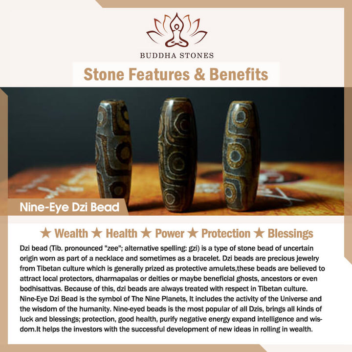Buddha Stones Tibetan Nine-Eye Dzi Bead Protection String Necklace - image 12