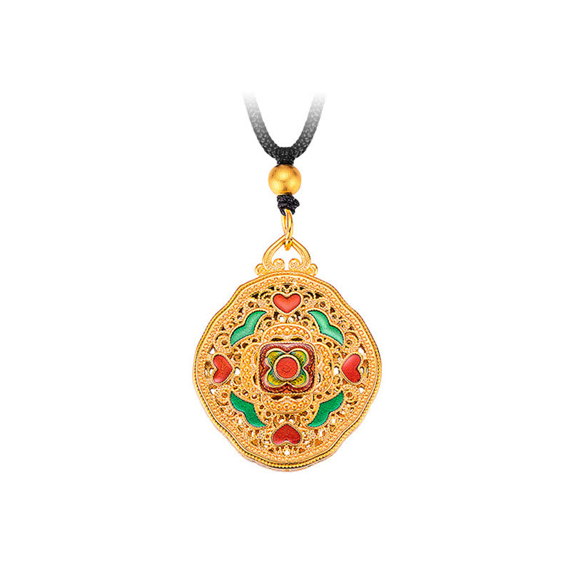 Buddha Stones Flower Love Heart Copper Wealth Necklace Pendant - image 6