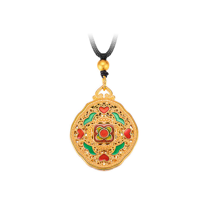 Buddha Stones Flower Love Heart Copper Wealth Necklace Pendant - image 6