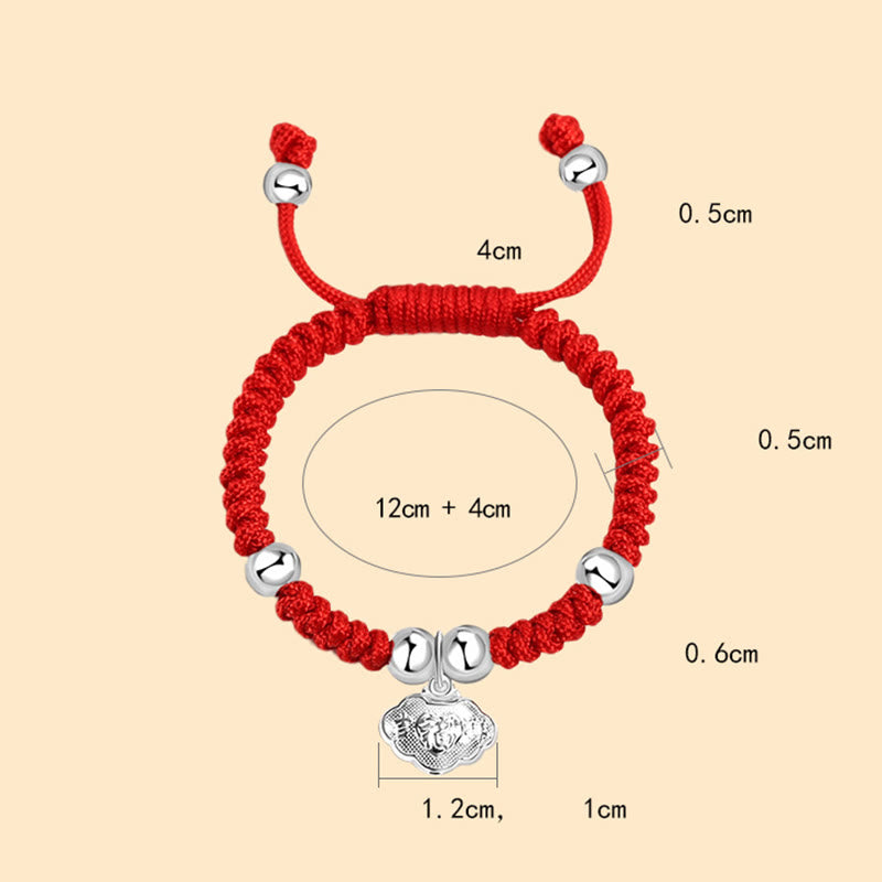 Buddha Stones 925 Sterling Silver Handmade Fu Character Lucky Money Bag Chinese Lock Charm Bell Lotus Copper Coin King Kong Knot Braided Kids Bracelet - image 10