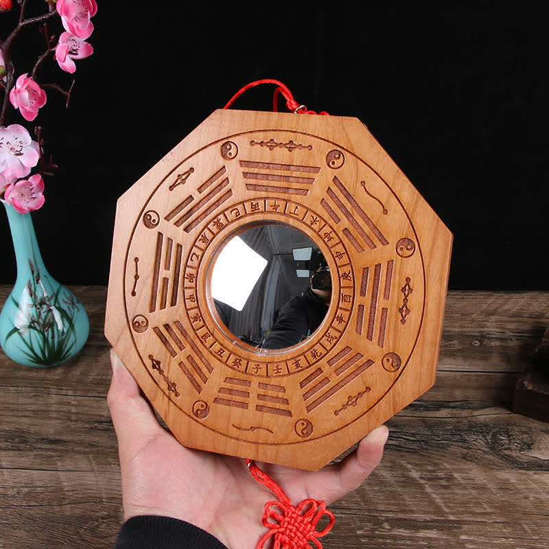 Feng Shui Bagua Map Peach Wood Five-Emperor Coins Chinese Knotting Balance Energy Map Mirror - image 5