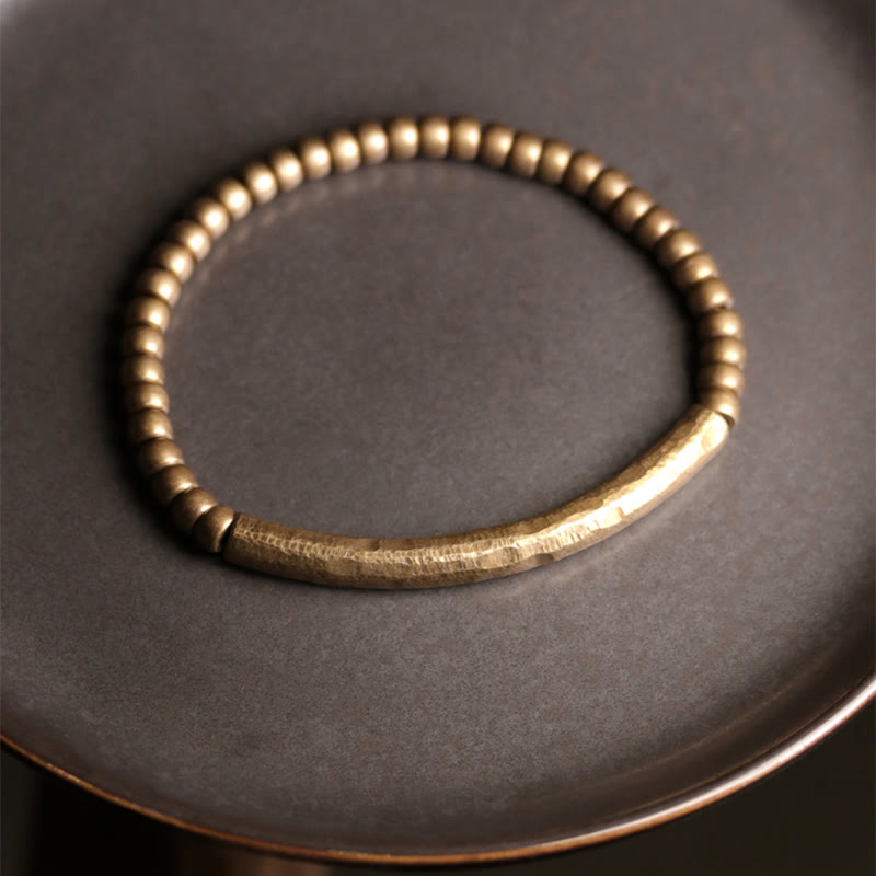 Buddha Stones Simple Design Copper Brass Bead Luck Wealth Bracelet - image 1