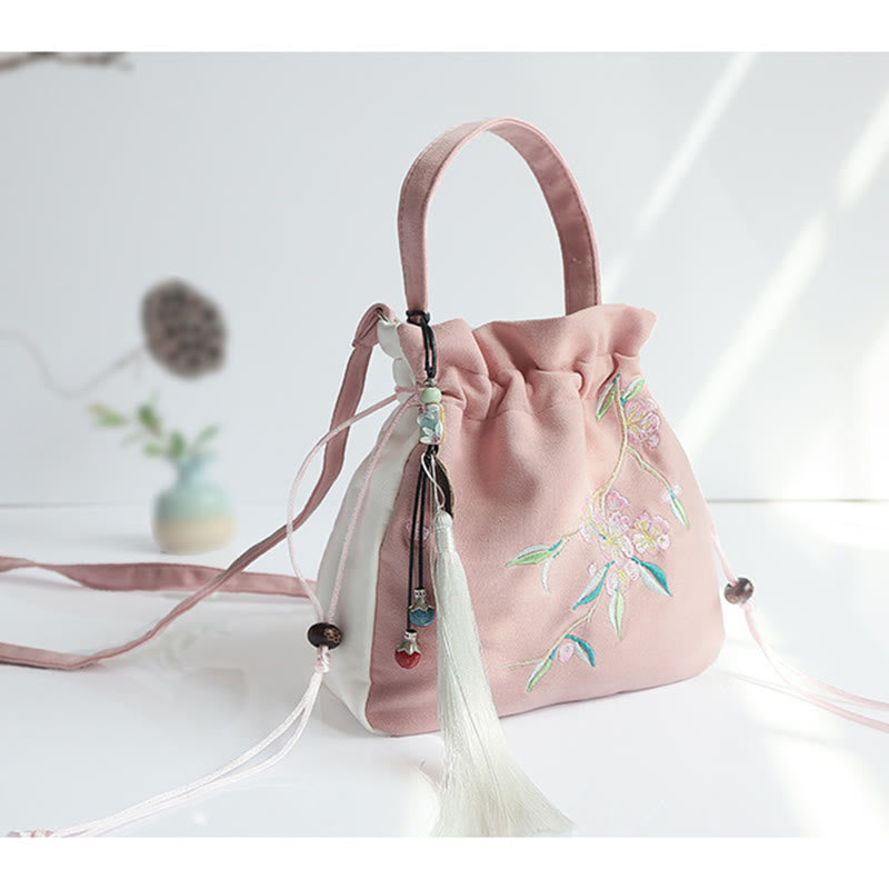 Buddha Stones Handmade Embroidered Flowers Canvas Tote Shoulder Bag Handbag - image 39