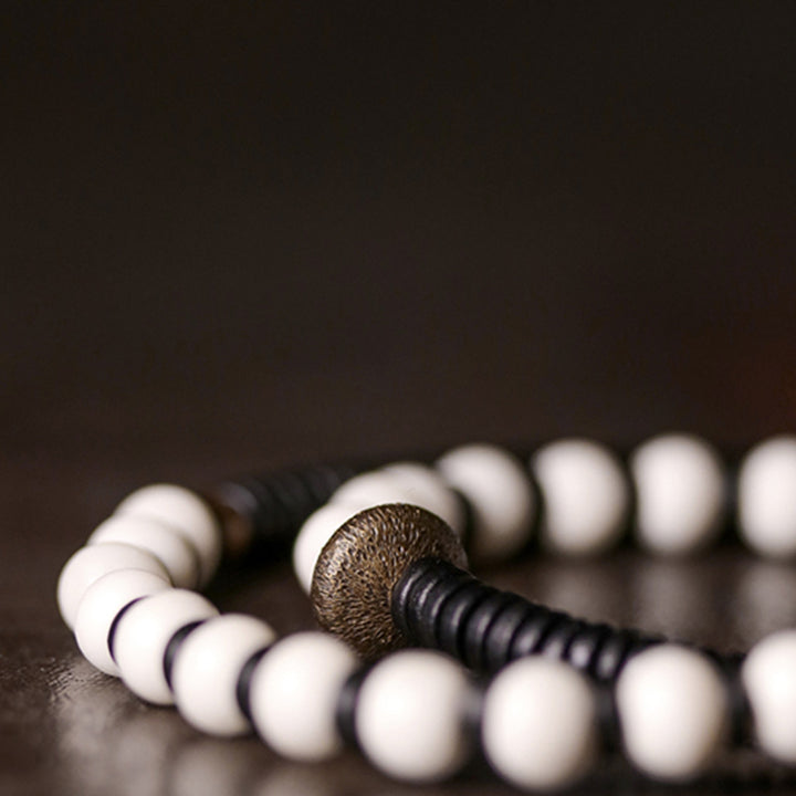 Buddha Stones Bone Beads Ebony Wood Copper Strength Couple Bracelet - image 8