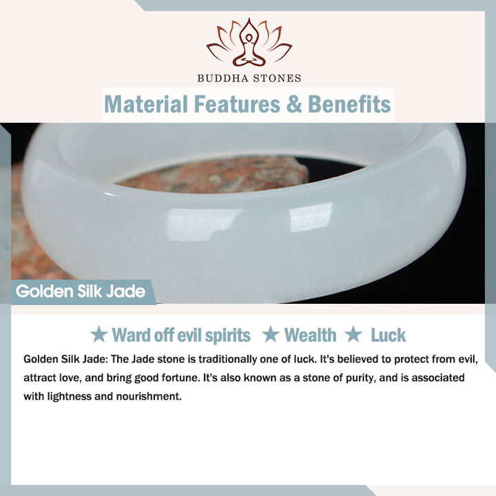 Buddha Stones Natural Golden Silk Jade Wealth Luck Bracelet Bangle - image 15