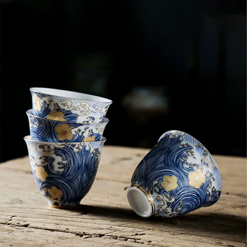 Buddha Stones Vintage Ocean Sea Waves Ceramic Teacup Tea Cups - image 2