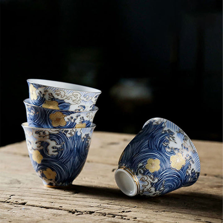 Buddha Stones Vintage Ocean Sea Waves Ceramic Teacup Tea Cups - image 2