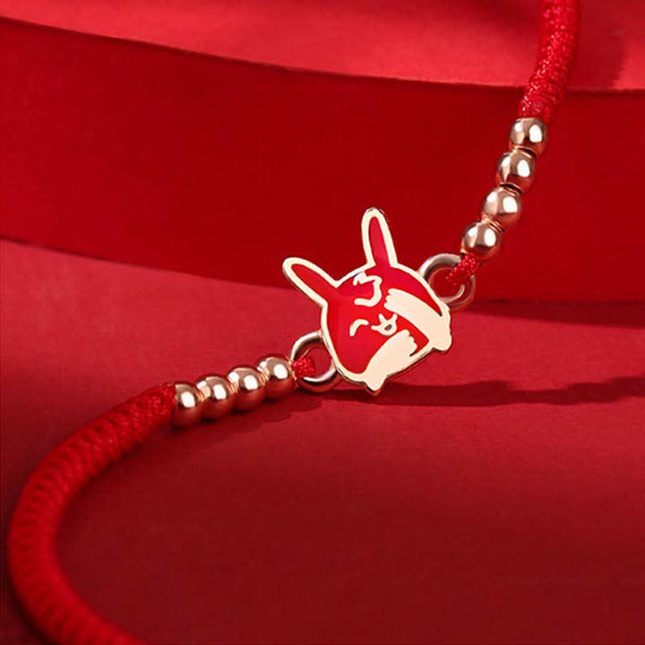 Buddha Stones 925 Sterling Silver Chinese Zodiac Luck Faith Discolor Red String Bracelet - image 10