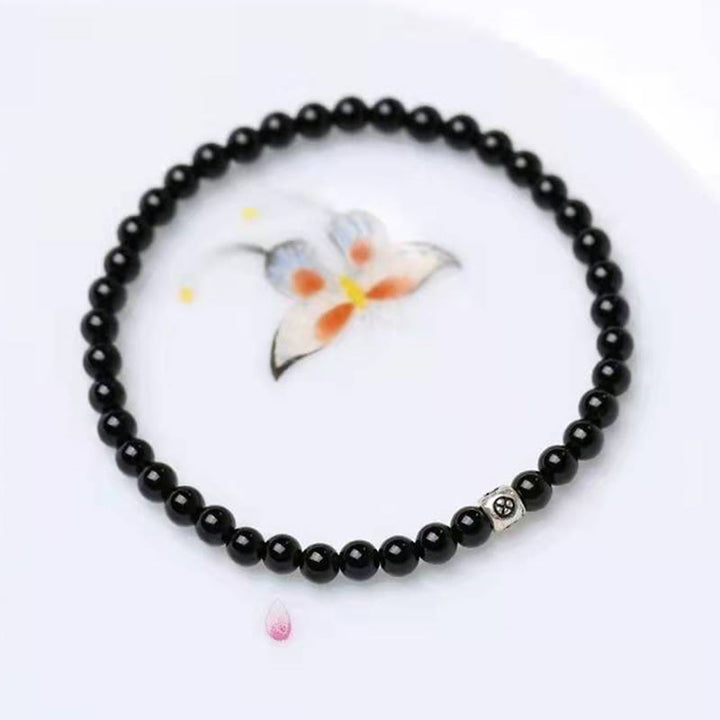 Buddha Stones Natural Black Obsidian Smoky Quartz Purification Strength Bracelet - image 2