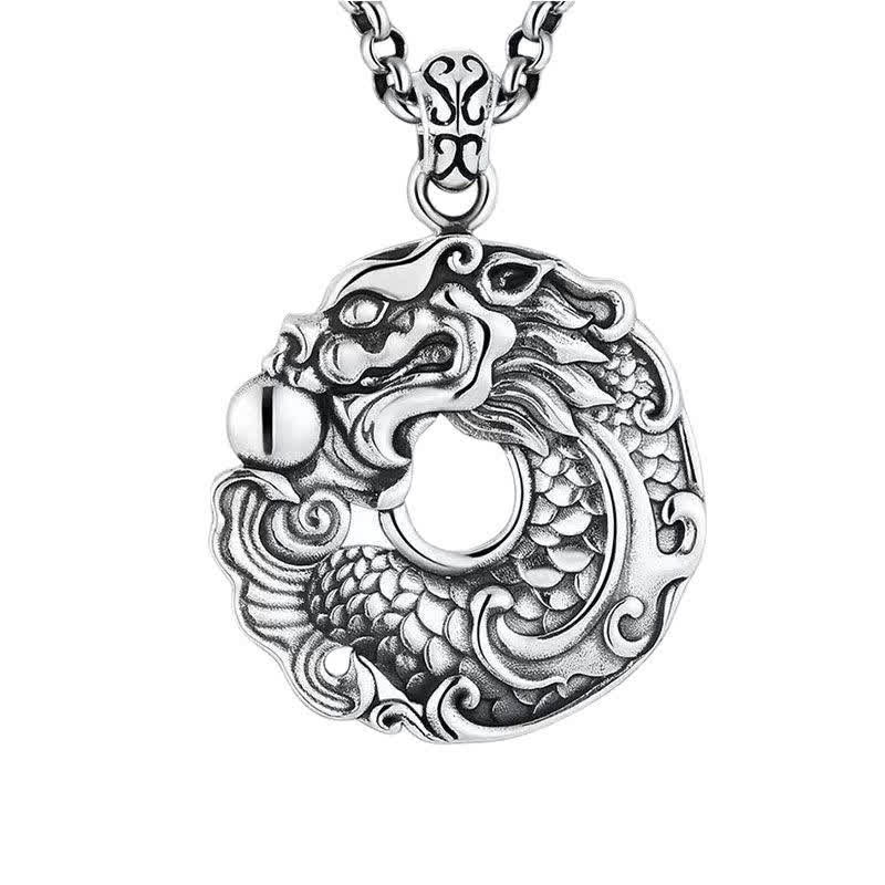 Buddha Stones Koi Fish Dragon Peace Buckle Wealth Necklace Pendant - Koi Fish Dragon - image 0