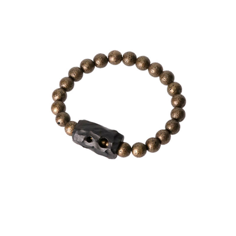 Buddha Stones Tibet Ebony Wood Copper Peace Balance Beaded Bracelet - image 9
