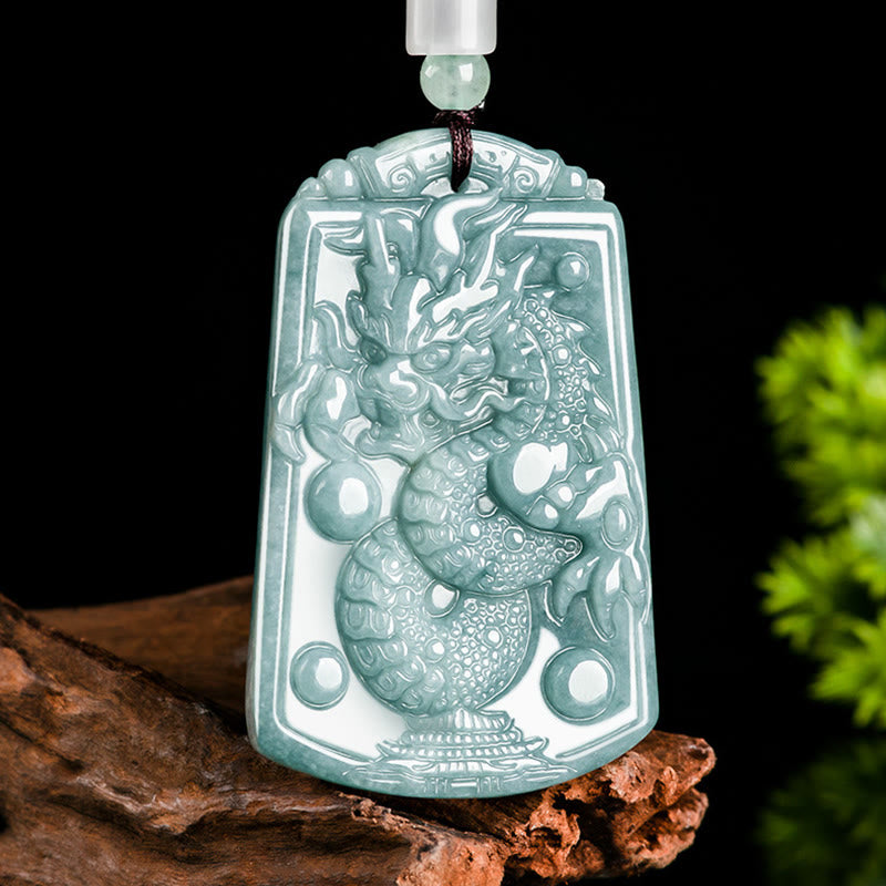 Buddha Stones Year Of The Dragon Chinese Zodiac Dragon Travels The World Jade Strength Necklace Pendant - Dragon(Protection♥Success) - image 0