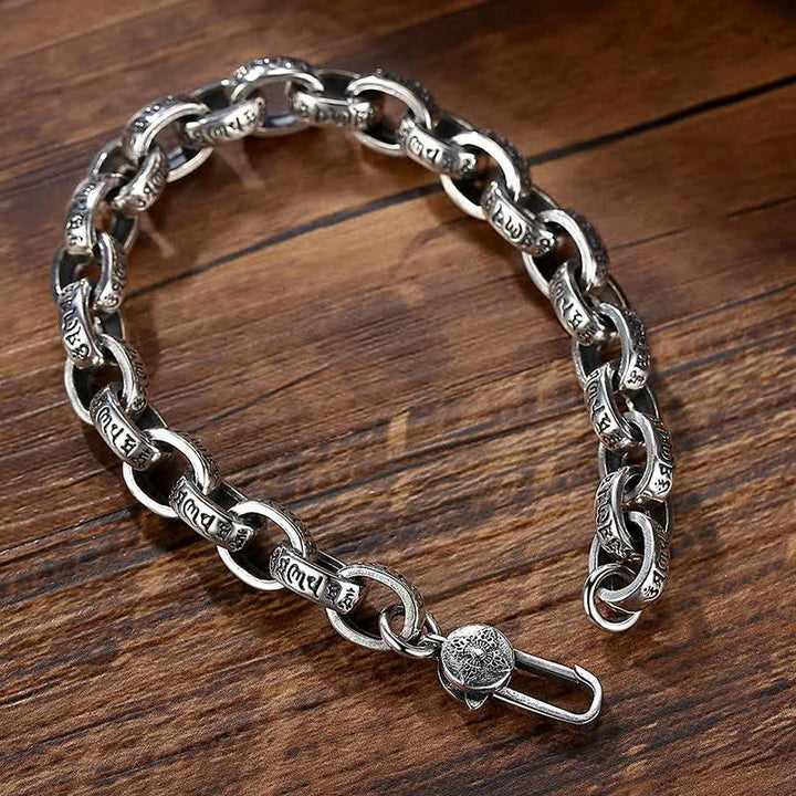 Buddha Stones 925 Sterling Silver Om Mani Padme Hum Engraved Peace Bracelet Bangle - image 2