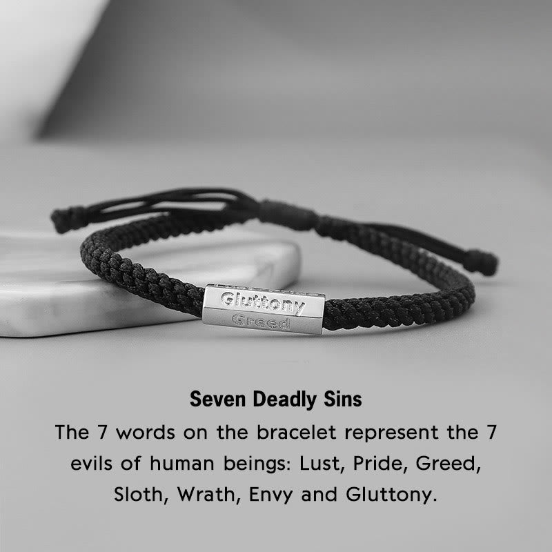 Buddha Stones Seven Deadly Sins Seven Virtues Braided String Bracelet - Seven Deadly Sins Bracelet - image 0