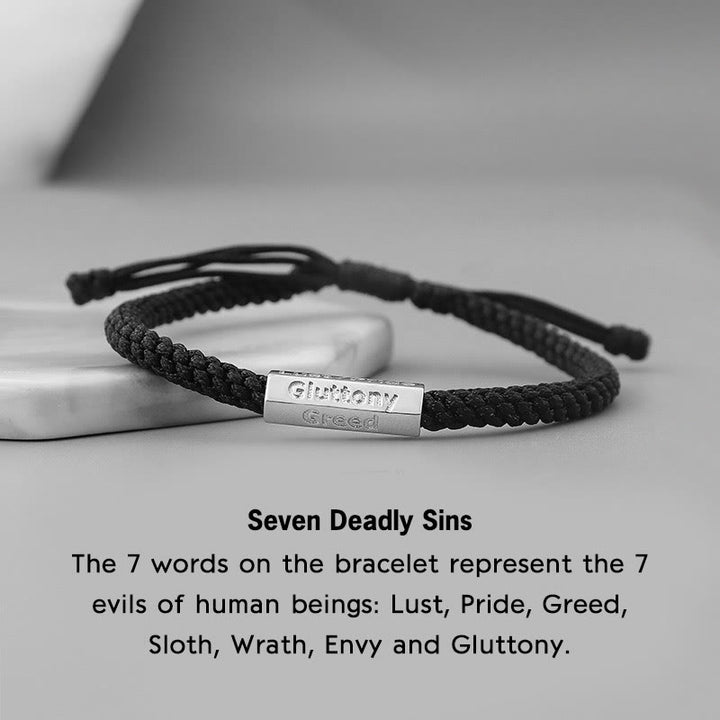 Buddha Stones Seven Deadly Sins Seven Virtues Braided String Bracelet - Seven Deadly Sins Bracelet - image 0