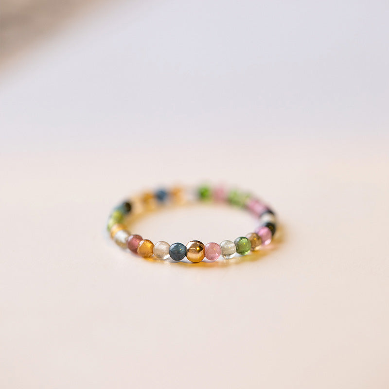 Buddha Stones Natural Tourmaline Positive Love Ring - 59~60mm - image 0