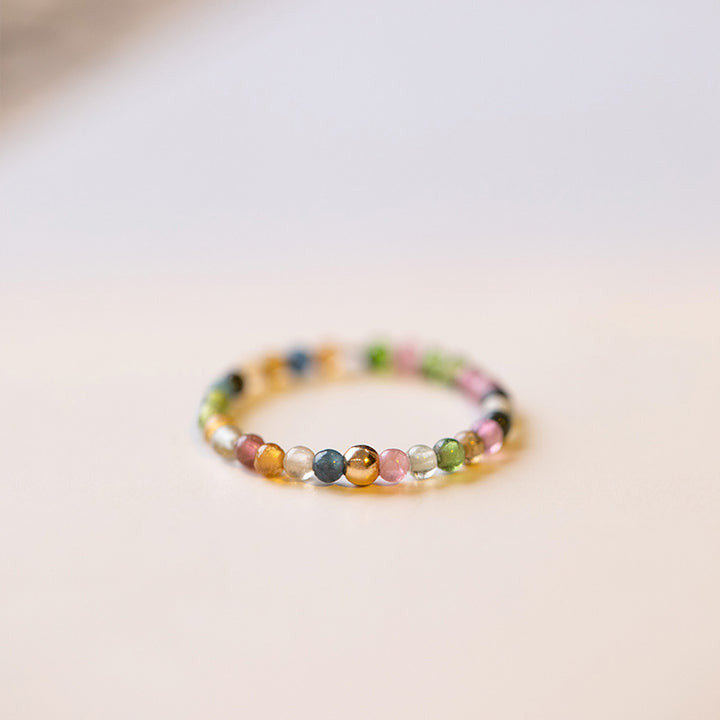Buddha Stones Natural Tourmaline Positive Love Ring - 59~60mm - image 0