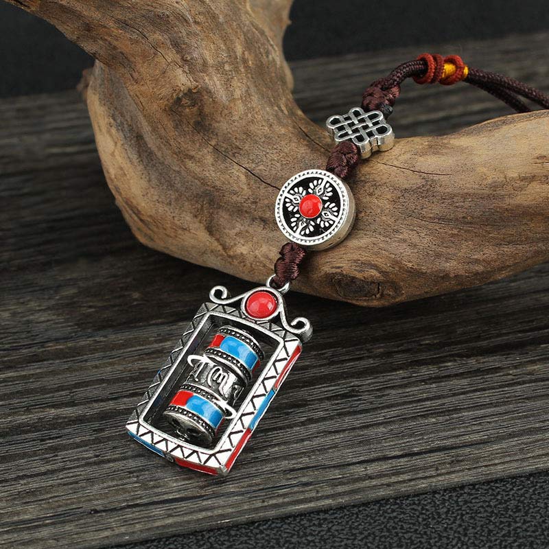 Buddha Stones Six True Words Prayer Wheel Rotation Knot Blessing Keychain Decoration - Six True Words - image 0