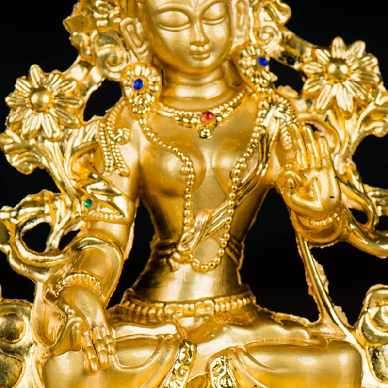Buddha Stones Bodhisattva White Tara Hope Protection Gold Plated Statue Decoration - image 12