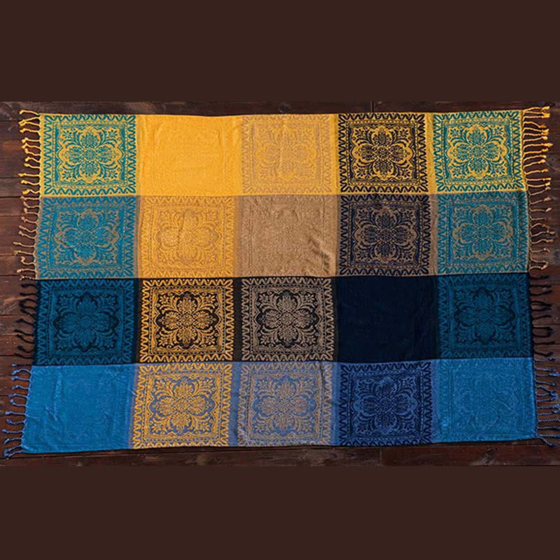 Buddha Stones Tibetan Colorful Flower Pattern Hand-Dyed Cozy Blanket - image 6