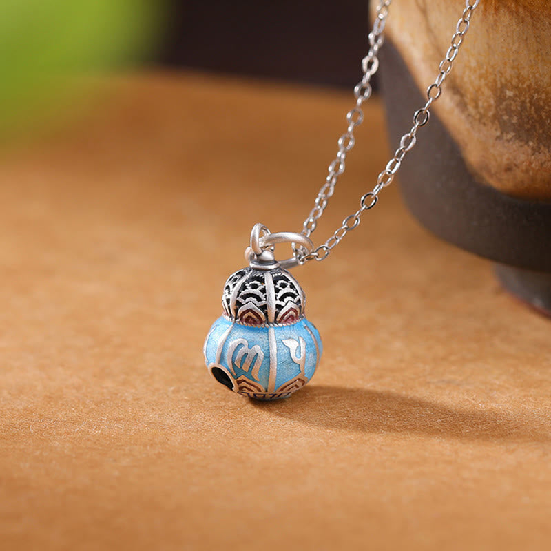 Buddha Stones 999 Sterling Silver Om Mani Padme Hum Engraved Gourd Design Wisdom Necklace Pendant - Om Mani Padme Hum(Love♥Focus) - image 0