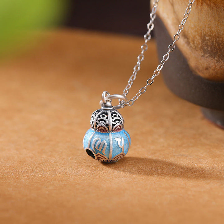 Buddha Stones 999 Sterling Silver Om Mani Padme Hum Engraved Gourd Design Wisdom Necklace Pendant - Om Mani Padme Hum(Love♥Focus) - image 0