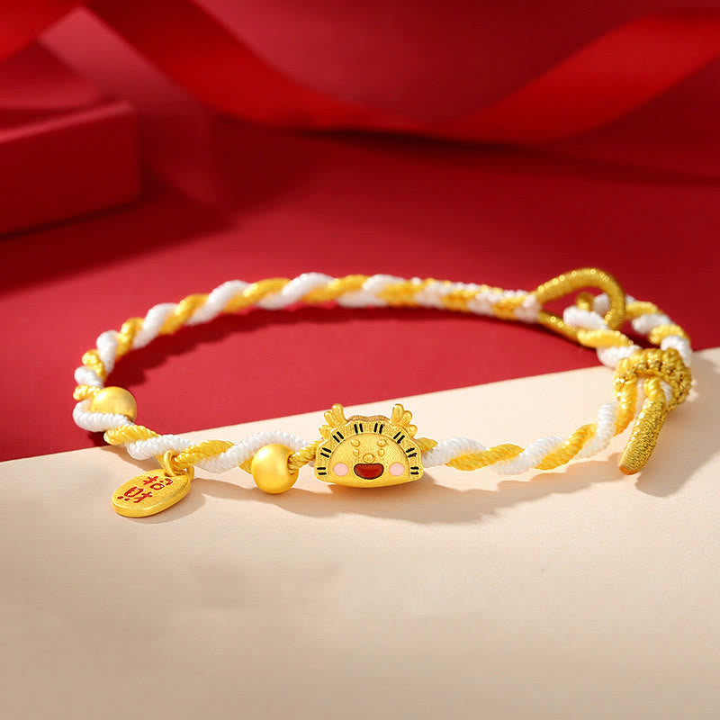 ❗❗❗A Flash Sale- Buddha Stones 925 Sterling Silver Year Of The Dragon Dumpling Design Attract Fortune Luck Braided Bracelet - 14-16cm - image 0