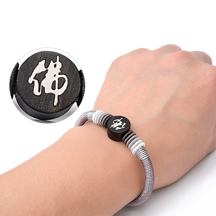 Buddha Stones Buddha Character Ebony Handcrafted Rope Bracelet - image 3