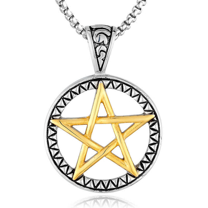 Pentagram Titanium Steel Balance Necklace Pendant - image 5