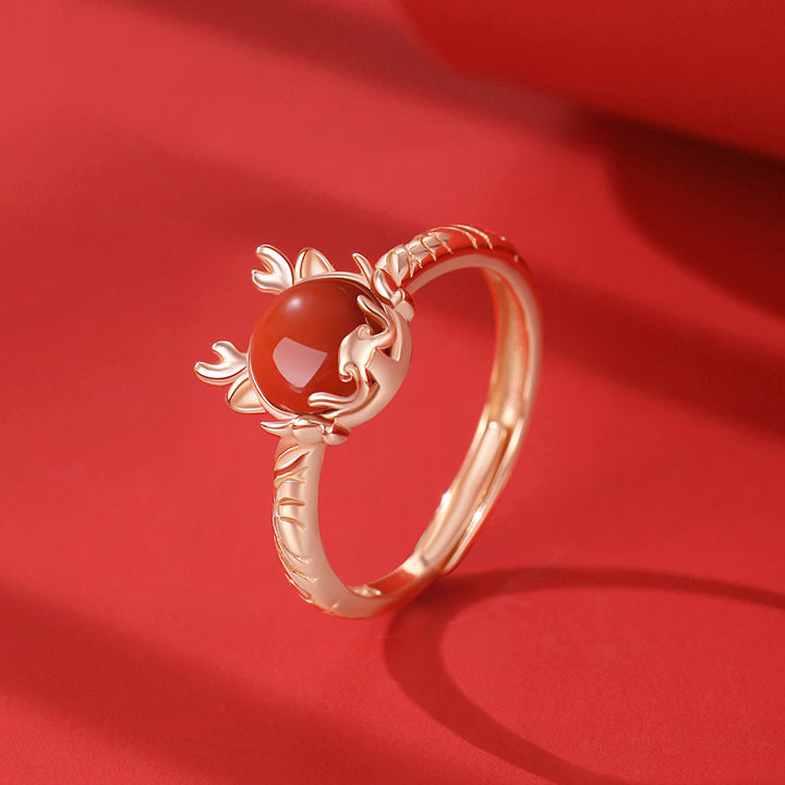 ❗❗❗A Flash Sale- Buddha Stones 925 Sterling Silver Year of the Dragon Cinnabar Red Agate Dragon Protection Bracelet Necklace Pendant Earrings Ring - Red Agate Ring(A flash sale) - image 13