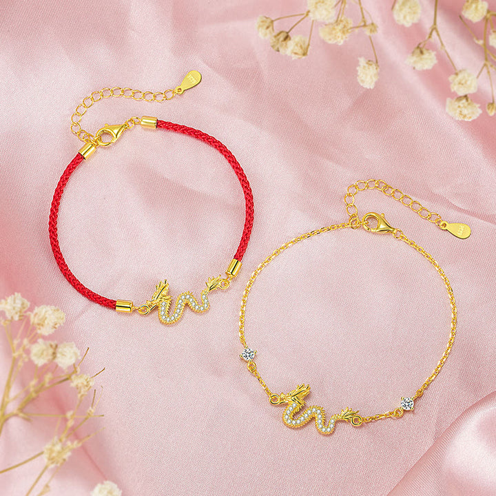 Buddha Stones 925 Sterling Silver Year Of The Dragon Auspicious Golden Dragon Luck Red Rope Chain Bracelet - image 7