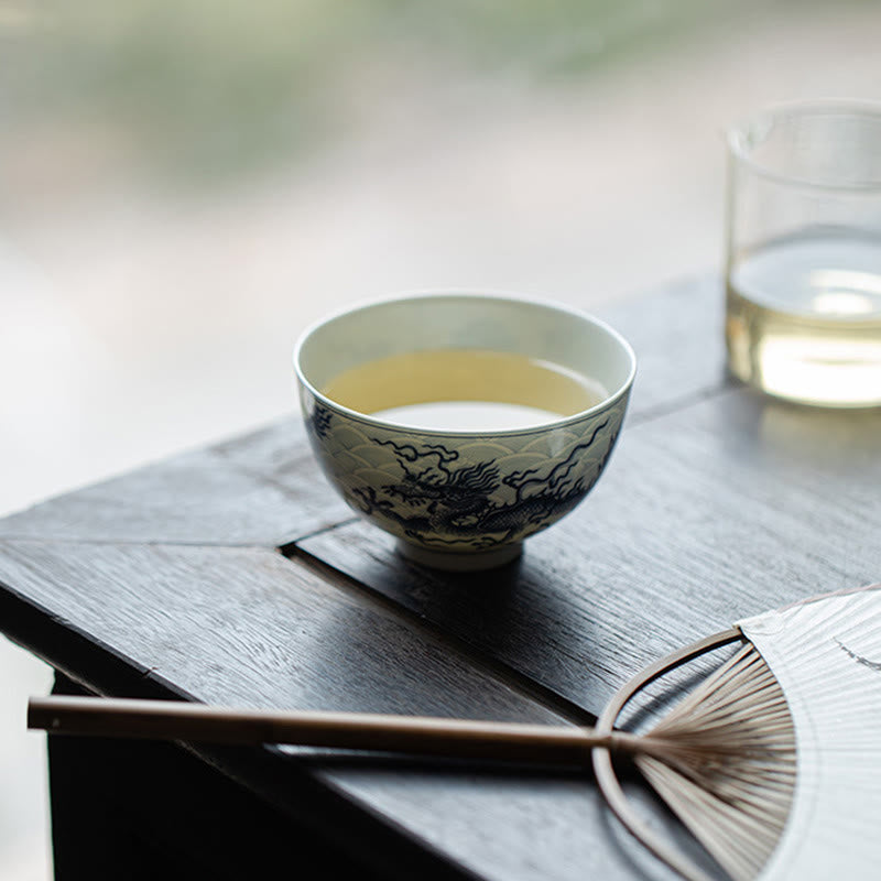 Buddha Stones Blue Dragon Design Ceramic Teacup Kung Fu Tea Cups - image 6