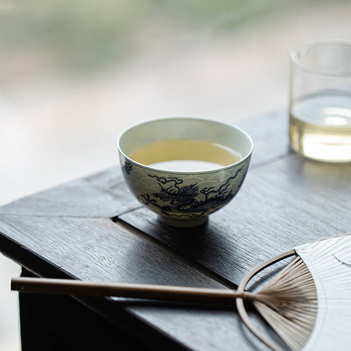 Buddha Stones Blue Dragon Design Ceramic Teacup Kung Fu Tea Cups - image 6