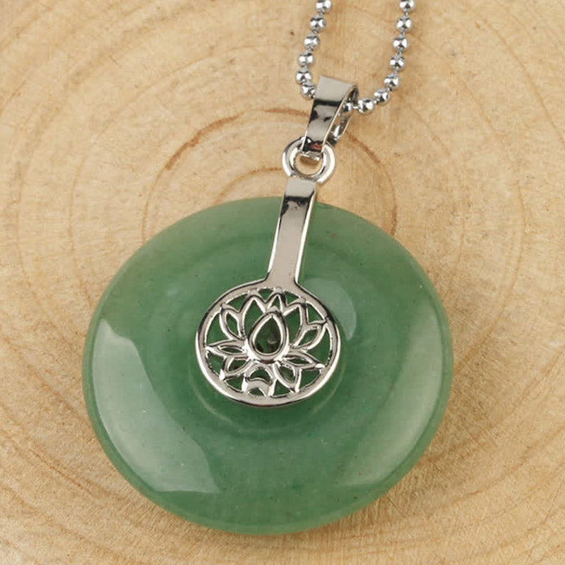 Buddha Stones Various Crystal Amethyst Pink Crystal Lotus Healing Necklace Pendant - Green Aventurine - image 24
