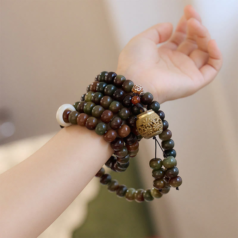 Buddha Stones 108 Mala Beads Dunhuang Color Bodhi Seed Dzi Bead Keep Away Evil Spirits Bracelet - image 7