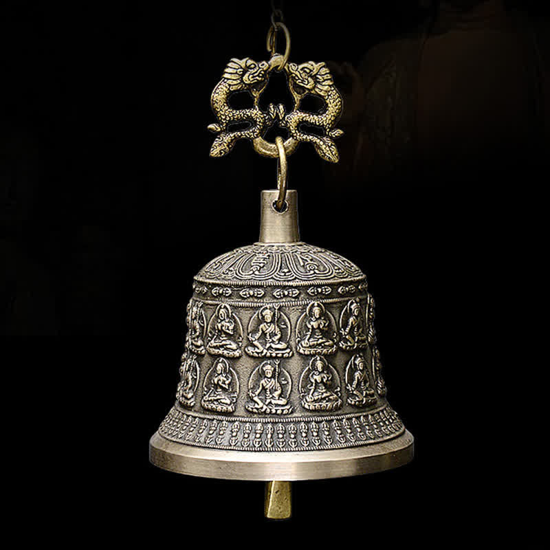Tibetan Engraved Buddha Dragon Wind Chime Bell Copper Luck Wall Hanging Decoration - image 8