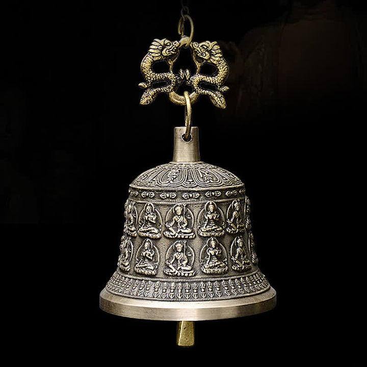 Tibetan Engraved Buddha Dragon Wind Chime Bell Copper Luck Wall Hanging Decoration - image 8