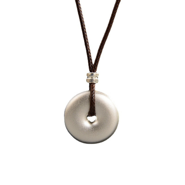 Buddha Stones 999 Sterling Silver Round Peace Buckle Protection Necklace Pendant - image 6