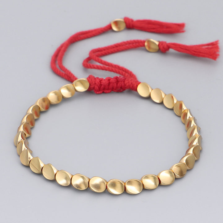 Buddha Stones Tibetan Copper Beads Healing Luck Bracelet - Red rope - image 6