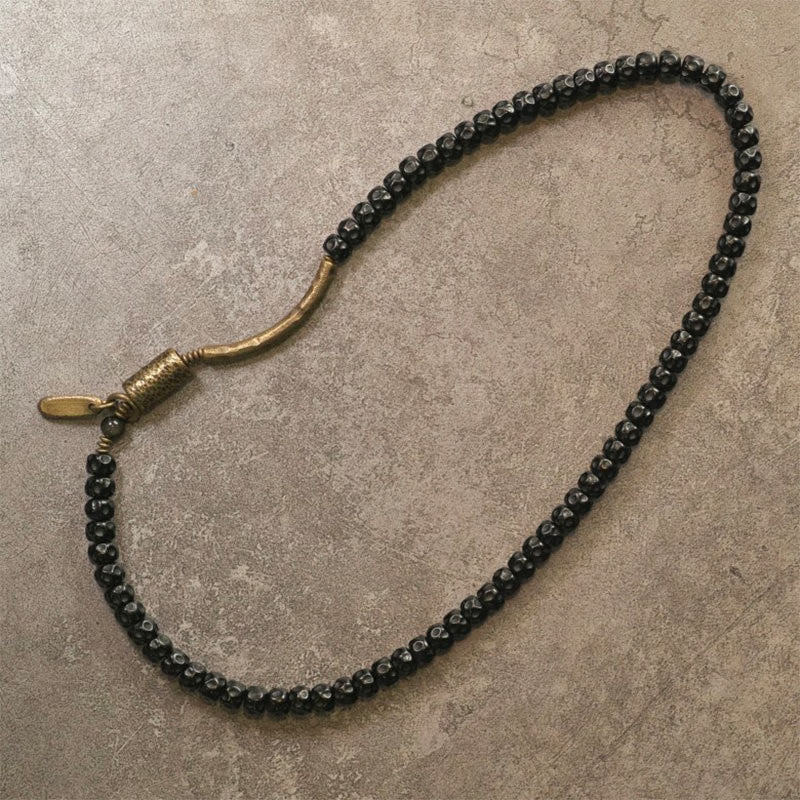 Buddha Stones Retro Coconut Shell Brass Copper Happiness Triple Wrap Bracelet - image 12