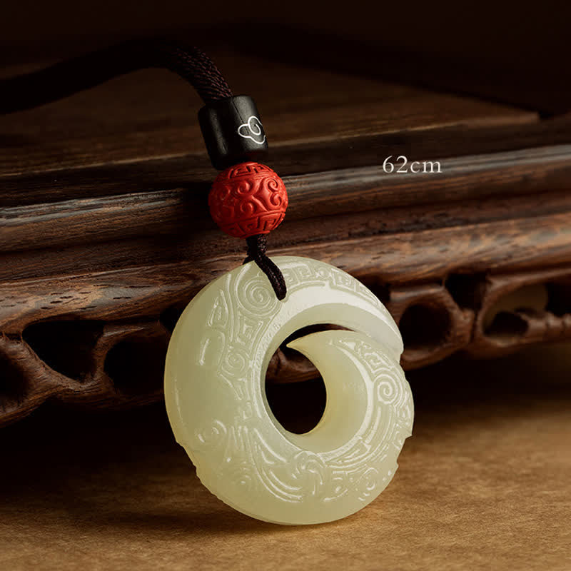 Buddha Stones Peace Buckle Jade Small Leaf Red Sandalwood Cinnabar Agate Luck Necklace Pendant - Jade&Cinnabar - image 6