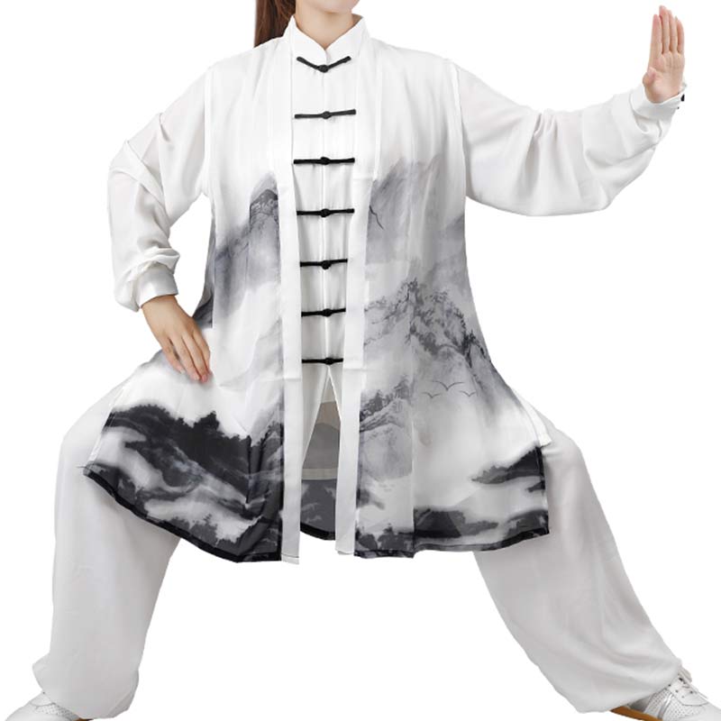 3Pcs Ink Painting Meditation Prayer Spiritual Zen Tai Chi Qigong Practice Unisex Clothing Set - image 13