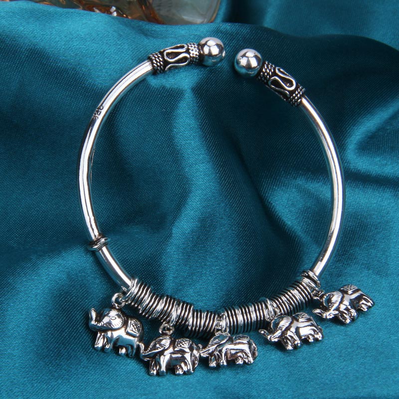 Buddha Stones 925 Sterling Silver Elephant Strength Bracelet Bangle - image 5