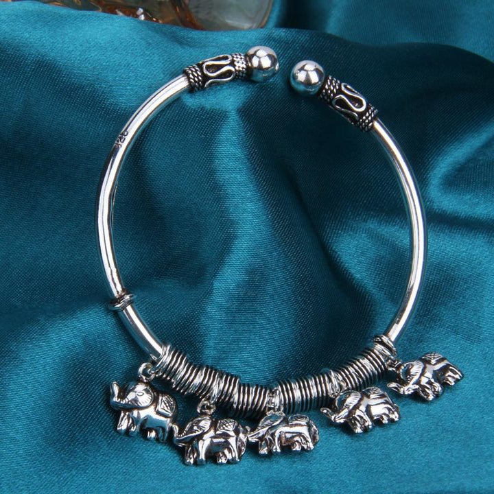 Buddha Stones 925 Sterling Silver Elephant Strength Bracelet Bangle - image 5