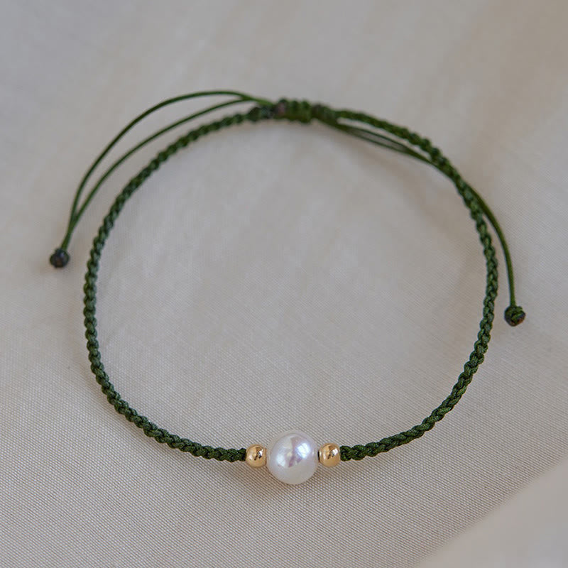 Buddha Stones Natural Pearl Bead Luck Braid String Bracelet - image 9