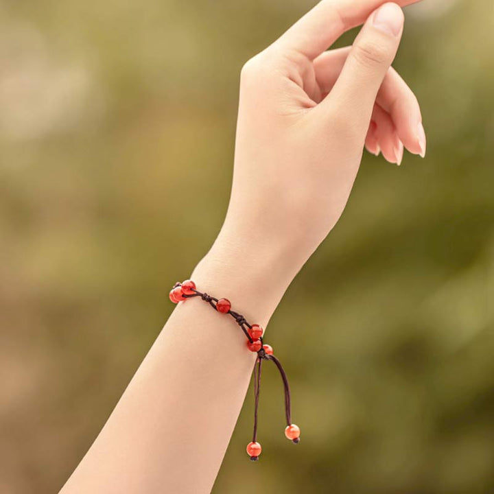 Buddha Stones Red Agate Moss Agate Cinnabar Calm Bracelet - image 5