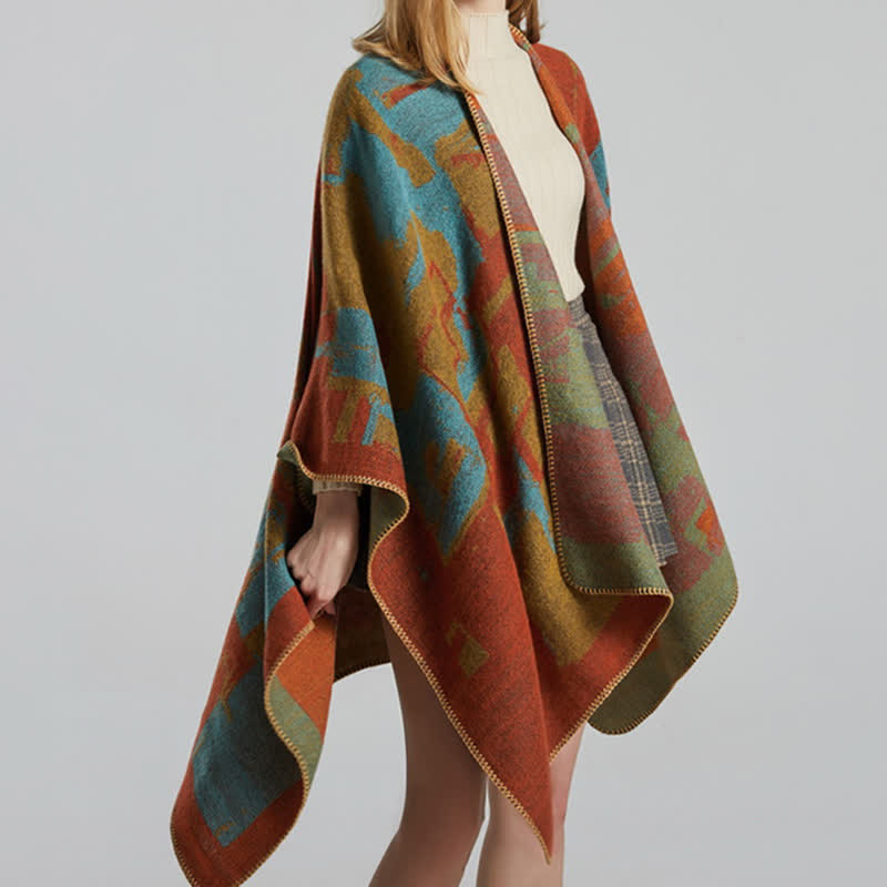 Tibetan Orange Shawl Warm Cloak Scarf - image 8