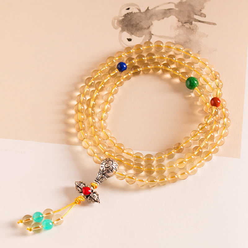 925 Sterling Silver 108 Mala Beads Natural Citrine Red Agate Amber Pleasure Charm Bracelet - image 20